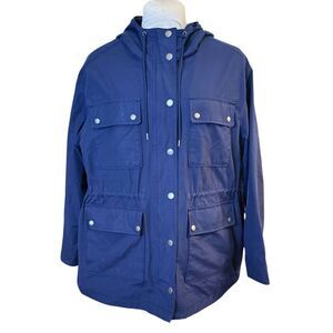 Old Navy Women’s All Weather/Rain Jacket Full Zip Snap Sz. XL Hood Navy